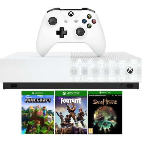 Consola Xbox One S All Digital 1TB + Fortnite DLC + Minecraft + Sea of Thieves