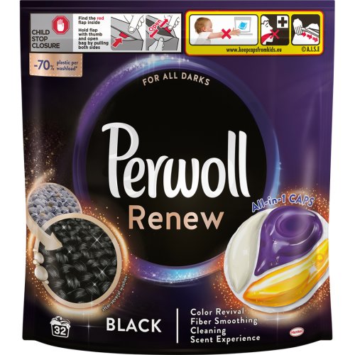 Detergent de rufe capsule Perwoll Renew Black, 32 spalari