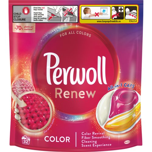 Detergent de rufe capsule Perwoll Renew Color, 32 spalari