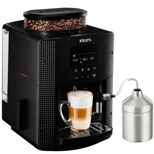 Krups - Espressor automat espresseria automatic ea8160, dispozitiv spumare, rasnita, ecran lcd, 15 bar, 1.7 l, negru
