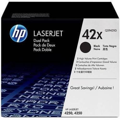 HP Q5942XD TONER CARTRIDGE Black 2X20000 pag for:LaserJet 4250/4350 Q5942XD