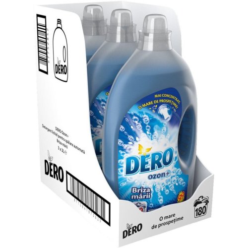 Pachet Promo Detergent automat lichid Dero Ozon+ Briza marii 180 spalari, 3 x 3 l