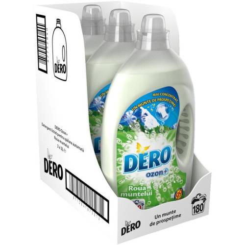 Pachet Promo Detergent automat lichid Dero Ozon+ Roua Muntelui 180 spalari, 3 x 3 l
