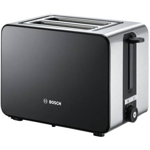 Prajitor de paine Bosch TAT7203, Safety-off, functie decongelare, 2 felii, negru/inox