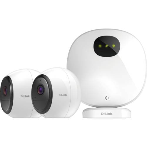 D-link - Pro wire-free camera kit, indoor security camera hub + 2 wire-free wi-fi battery cameras