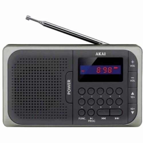 Radio portabil Akai APR-210, receiver FM, display rosu, negru