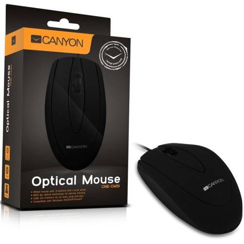 Canyon - Wired optical mouse, 3 buttons, dpi 800, black