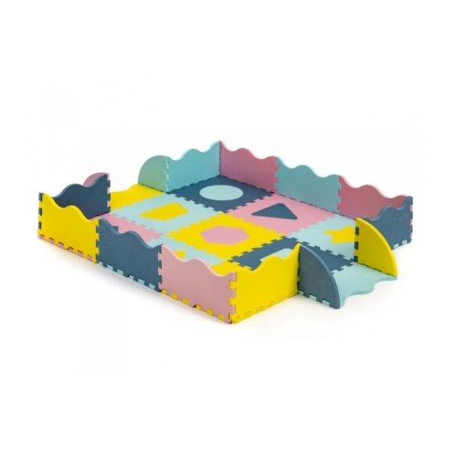 Ecotoys - Covoras puzzle Cu pereti, 25 elemente, 122x122 cm, Multicolor