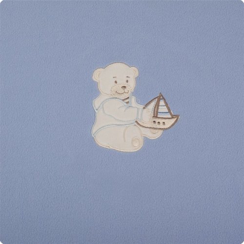 Womar - paturica bebelusi cu broderie polar fleece 90 x 80 cm, albastru inchis