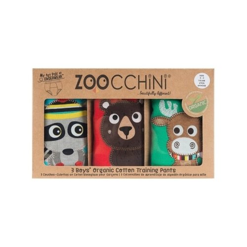 Zoocchini - set chilotei antrenament baiat 3 buc, din 100% bumbac organic forest, scutec textil