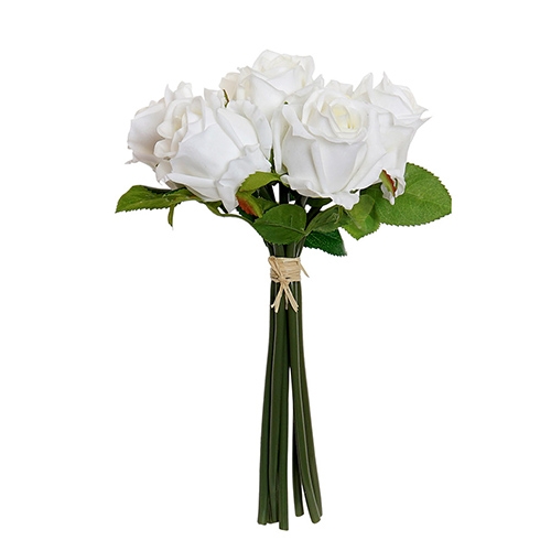Buchet de trandafiri decorativi albi 30 cm