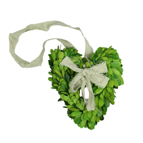 Coronita decorativa inima din buxus verde 20 cm
