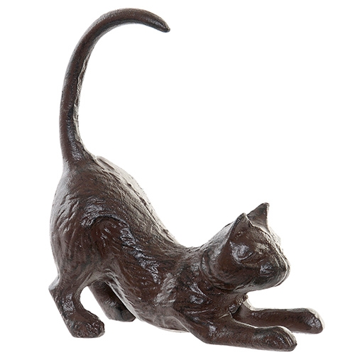 Decoratiune Pisica din metal maro inchis 18 cm