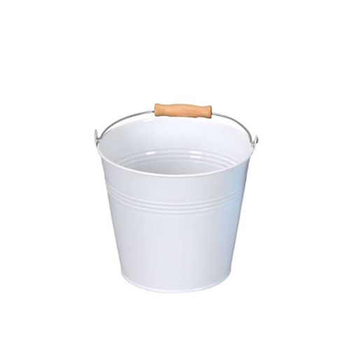 Ghiveci Bucket din metal alb 16 cm