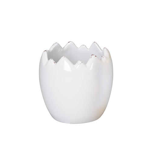 Ghiveci in forma de ou din ceramica alba 9x8.5 cm