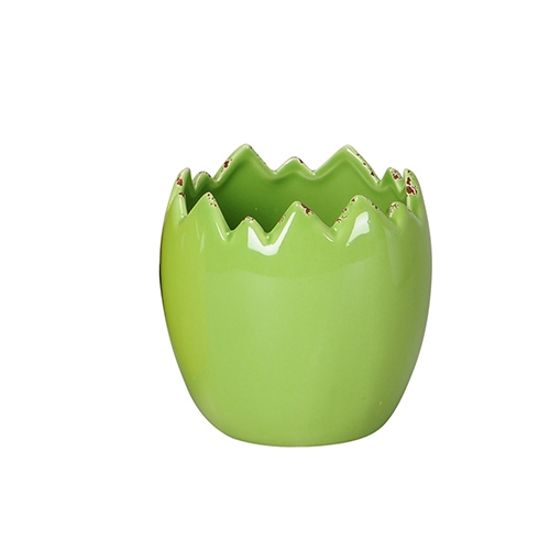 Ghiveci in forma de ou din ceramica verde 9x8.5 cm