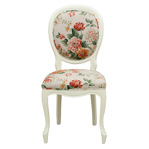 Scaun Regal din lemn alb si tapiterie florala 50x45x99 cm