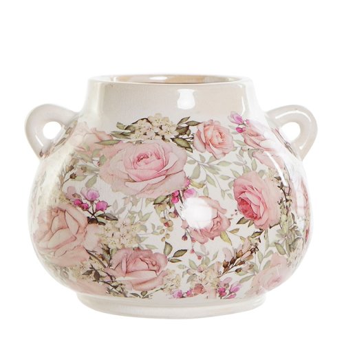 Vaza Pink Roses din ceramica delicata 20x16 cm