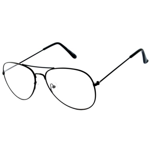 Ochelari de soare cu lentile transparente, protectie UV400 , Aviator, Negru