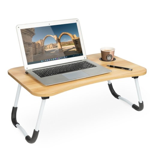 Avx - Masa pentru laptop plianta din mdf, dimensiune 60 x 39,5 cm, cu suport pahar si telefon