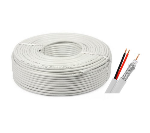 Rola 100 m cablu cctv coaxial rg 59 si alimentare 2 x 0,35 mm