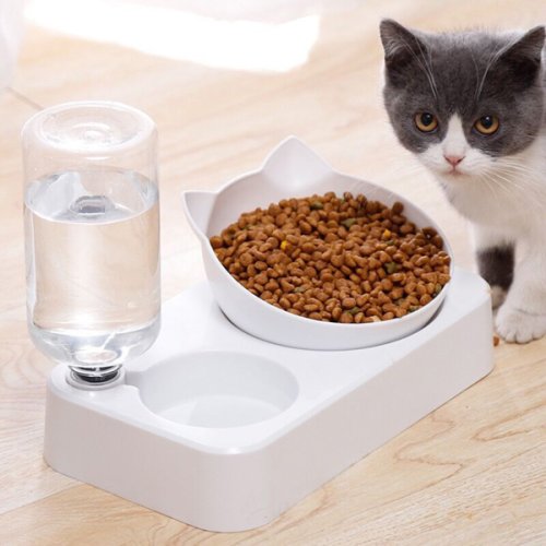 Vas pentru alimente cu distribuitor apa pentru pisici, 2in1