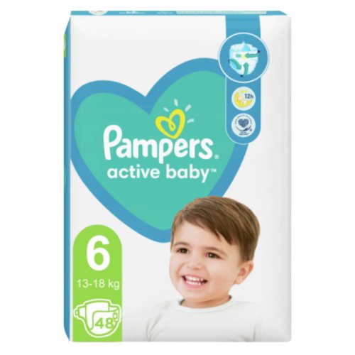 Scutece active baby 6 extra large, pampers, 48 buc