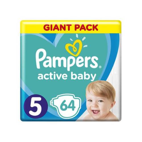 Scutece Pampers Active Baby, Giant Pack, 5 junior, 11-18 kg, 64 buc.