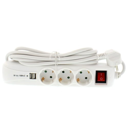 Prelungitor 3 prize 3m cu 2x USB 2.1A, cablu 3x1.5mmp, Well