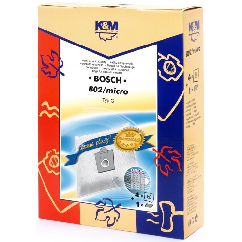 K & M - Sac aspirator pentru bosch siemens typ e,d,g, sintetic, 4 saci + 1 filtru, km