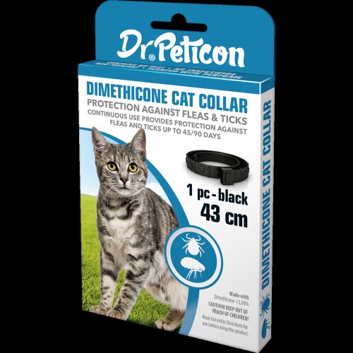Dr. Peticon, Zgarda Antiparazitara pentru Pisici, 43 cm - negru