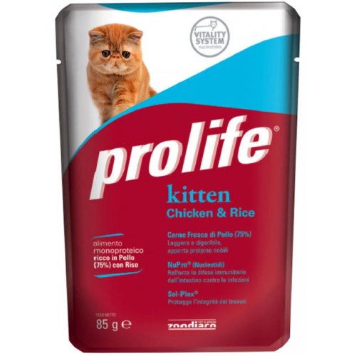 Hrana Umeda Pentru Pisici Premium Prolife Plic Kitten Pui & Orez 85 Gr