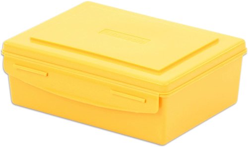 Cutie galbenă din plastic pentru depozitare, 19 x 15 x 7 cm