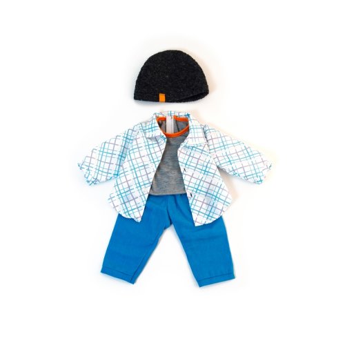 Hăinuțe pentru păpuși băieței de 38 cm - Căciulă, cămașă, tricou și pantaloni