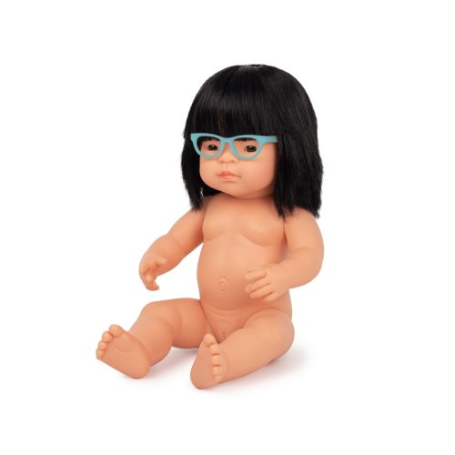 Păpușă bebeluș cu ochelari - Fată, 38 cm