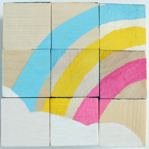 Edituradiana.ro - Puzzle din 9 cuburi din lemn pentru decorat, 12 x 12 cm