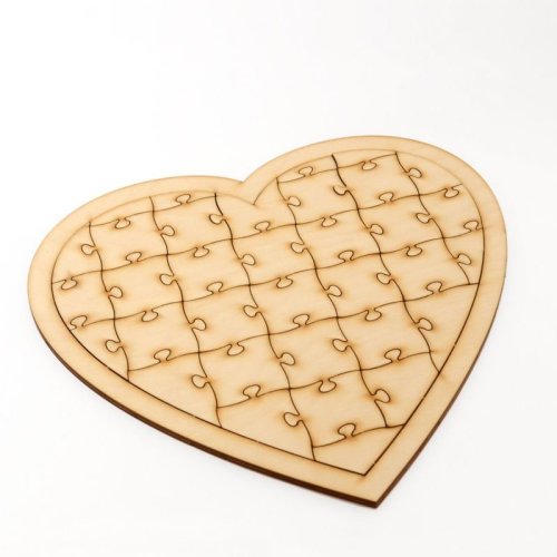 Puzzle necompletat din lemn pentru decorat - Inimă