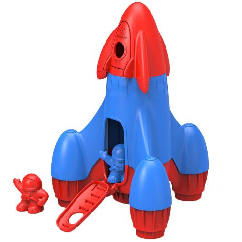 Rachetă cu 2 astronauți (Roșu) din plastic reciclat