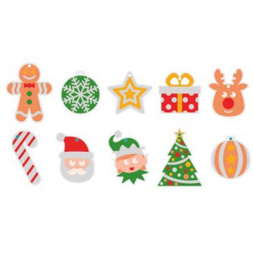 Set 10 decorațiuni de colorat cu sclipici - Crăciun sclipitor