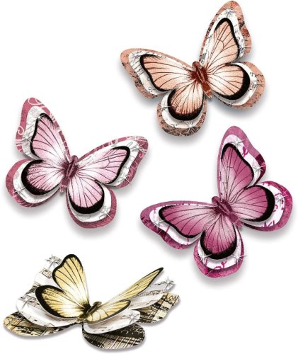 Set de creație - 24 de fluturi 3D autoadezivi în culori romantice