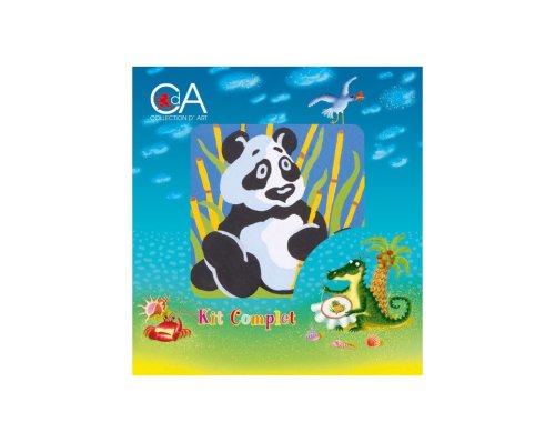Set goblen imprimat cu ață și ac - Ursulețul panda (15 x 15 cm)