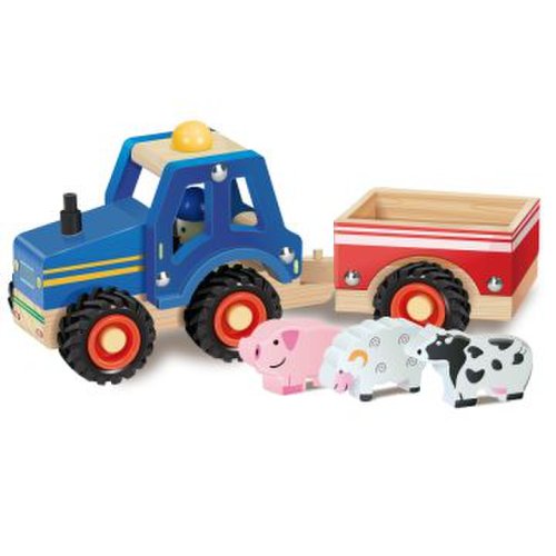 Set tractor cu remorcă și 3 animale