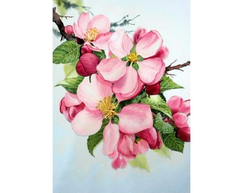 Tablou cu diamante - Flori de măr (27 x 38 cm)