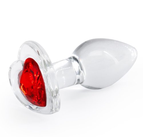 Dop Anal Crystal Desires Red Heart, Sticla, 7.2 cm