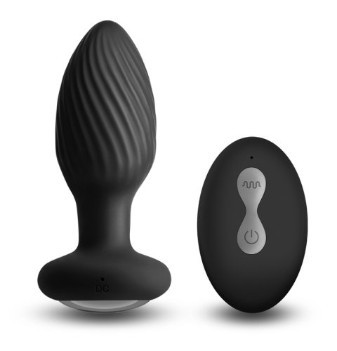 Nsnovelties - Dop anal renegade alpine gyrating & vibrating, 16 moduri vibratii, silicon, usb, ipx7, negru, 9.8 cm