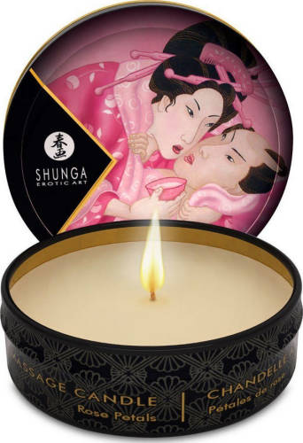 Shunga Erotic Art - Mini lumanare masaj shunga - petale de trandafir 30 ml