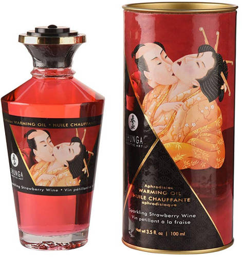 Shunga Erotic Art - Shunga ulei afrodisiac cu efect de incalzire - vin spumant de capsuni 100 ml