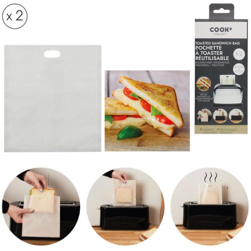 Set 2 pungi reutilizabile incalzire sadwich la toaster, 17x19 cm
