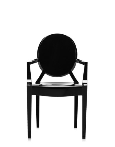 Set 2 scaune Kartell Louis Ghost design Philippe Starck negru lucios