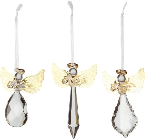Set 3 decoratiuni brad Villeroy & Boch Winter Collage Accessoires Glass Angel Gold 21x11 5cm